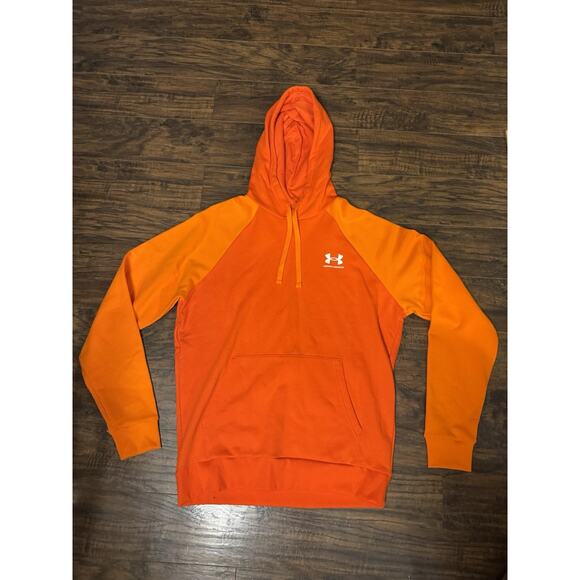 Under Armour Men's Fleece Coral/orange Hoodie Sweatshirt Pockets Size Med - Picture 1 of 5